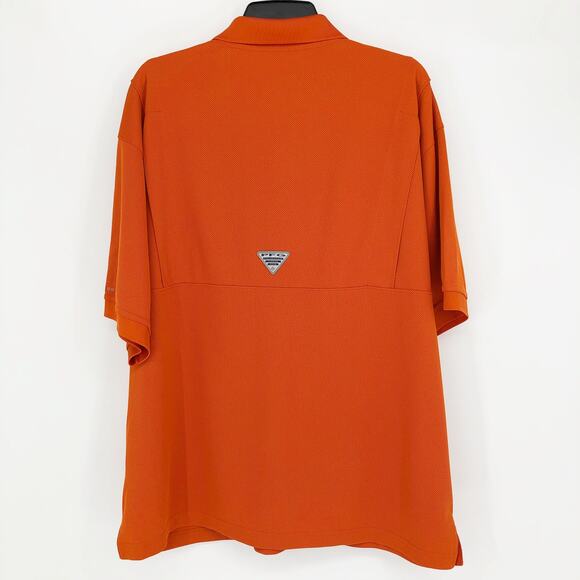 Columbia Mens Polo Shirt Large Orange Performance Fishing Gear Short Sleeve PFG - Picture 6 of 8